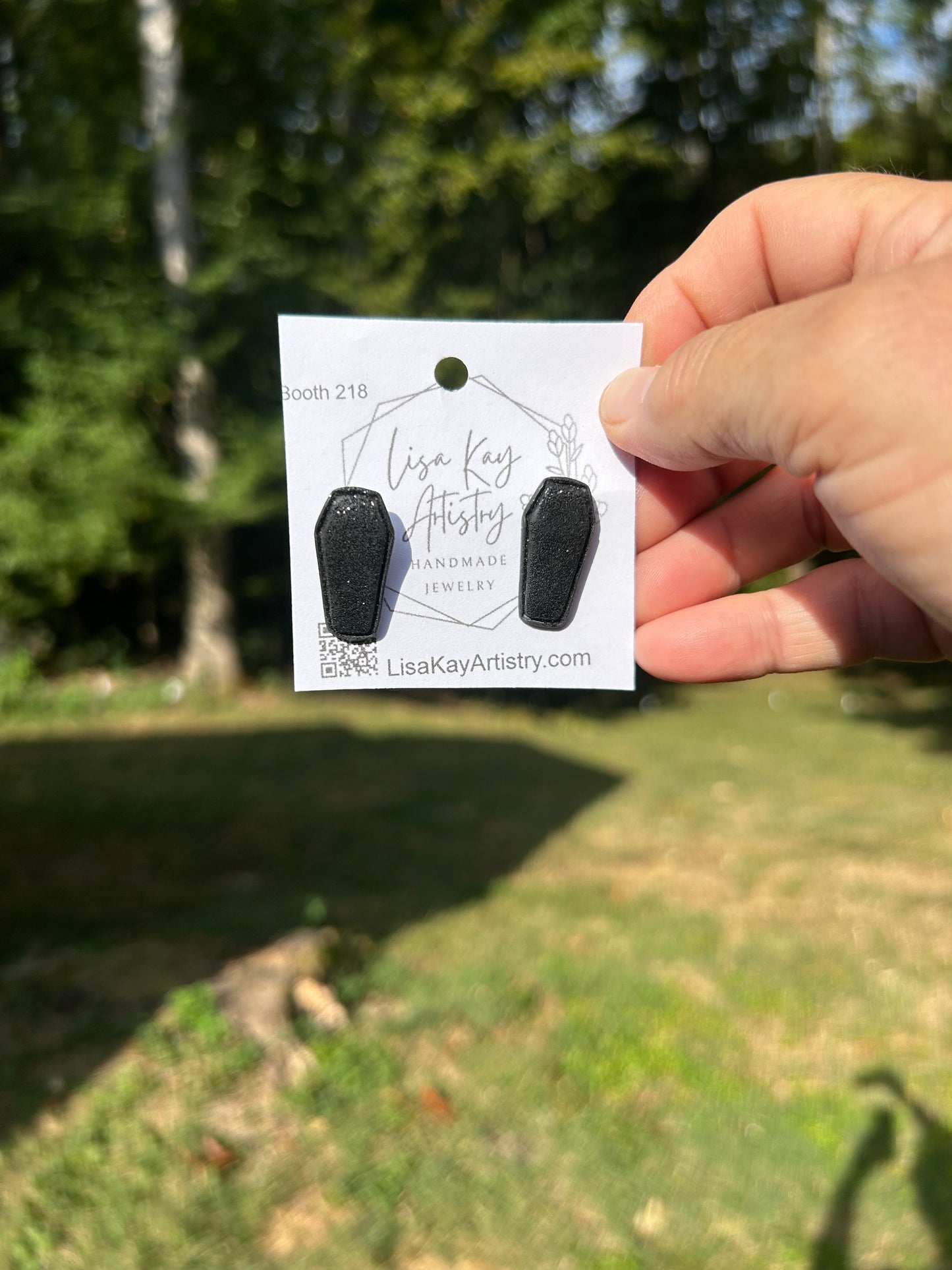 Black Glitter Coffin Studs