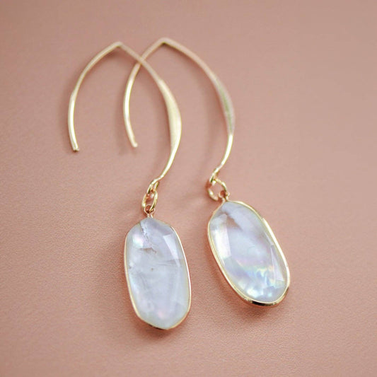 White Pearl Wire Threader Drop Earrings - 6179