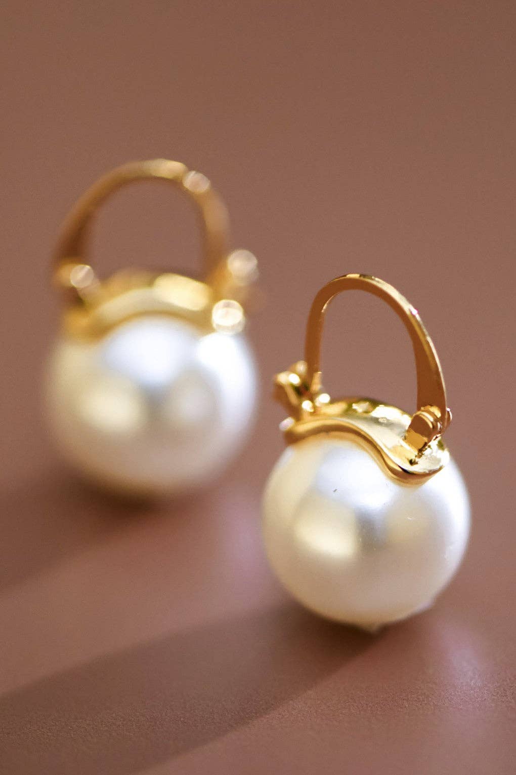 Pearl and 18K Gold PVD Plated Stainless Steel Pearl Drop Earrings - 8036