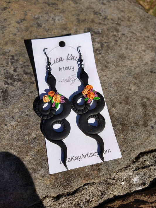 Black Snakes Boho Earrings